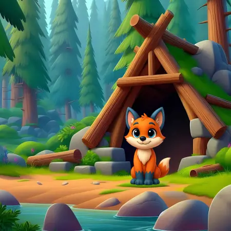 Quzii sitting outside a den in Whispering Pines